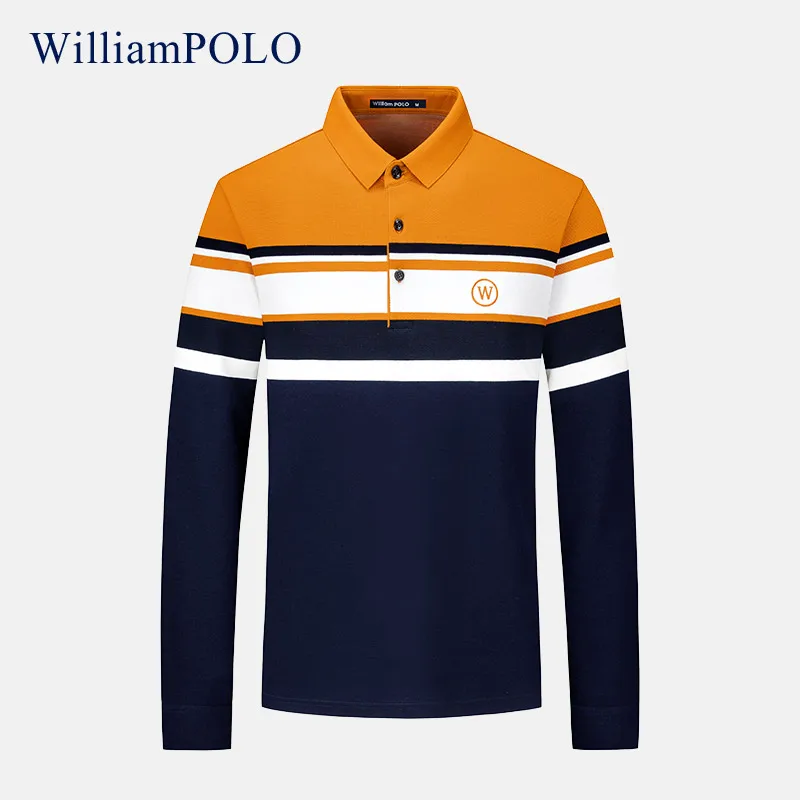 WilliamPOLO Leisure Business Polo Shirt Long Sleeve T-Shirt embroidery Logo Polo Neck Long Sleeve Personalized Design