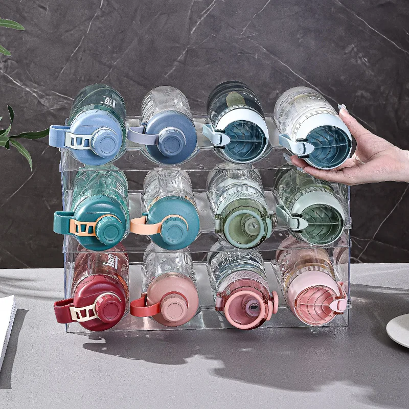 Water Bottle Holder Fridge Organizer Refrigerator Storage Containers Heavy Duty Plastic Water Bottle Organizer for Cabinet