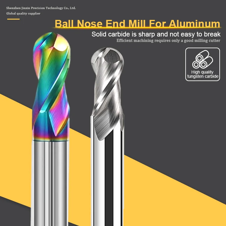 tungsten Solid Carbide 2 Flute Aluminum Ball nose end mill two flute ball nose end mill hrc55 for aluminum