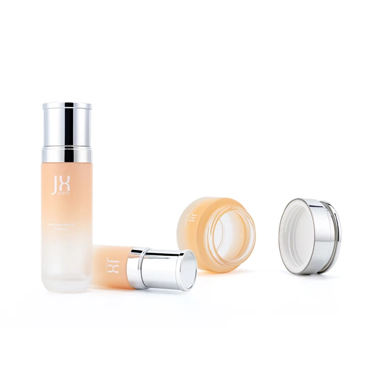 New Arrival 30 50 g Lotion Pump Bottles and Jars Set Skin Care Containers Luxury Cosmetic Orange White for Cosmetics