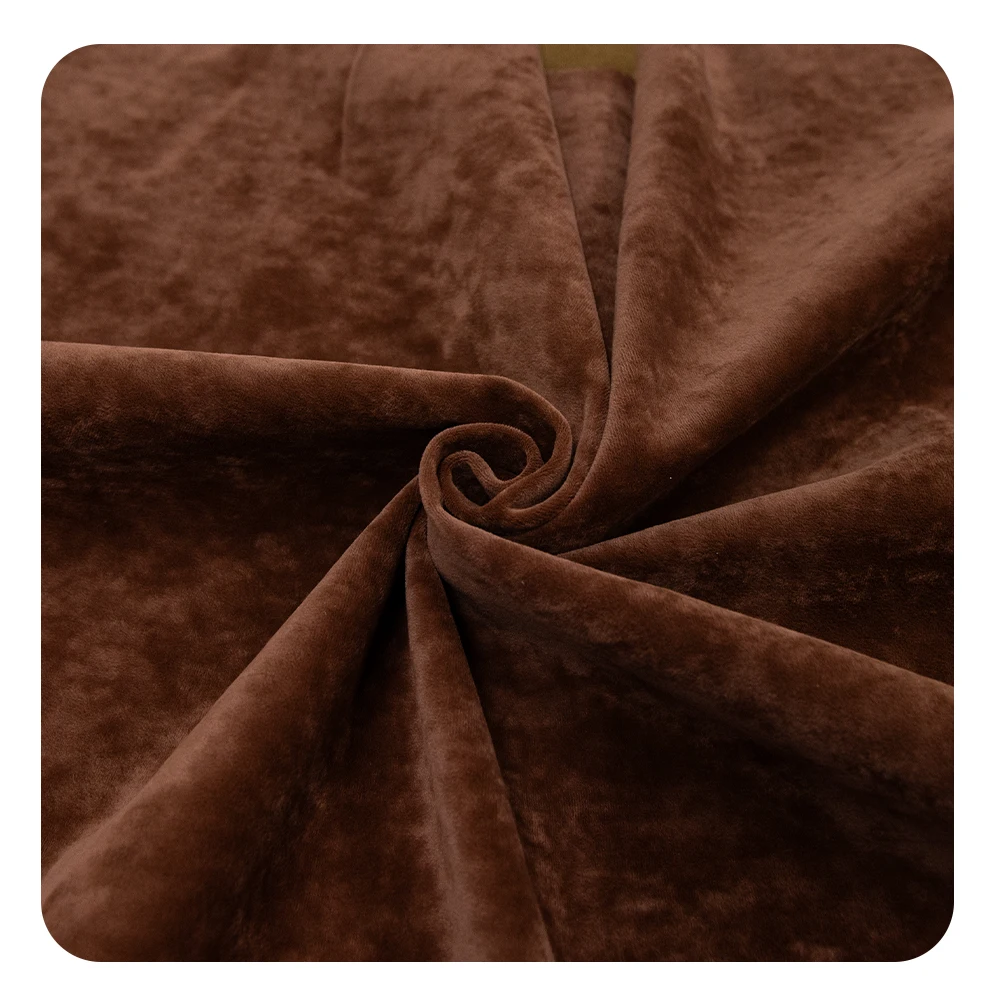 100% Polyester velvet Textile Curtain Breathable Woven Fabric for Home Upholstery Plain Dyed Weft Knitted Style 444gsm