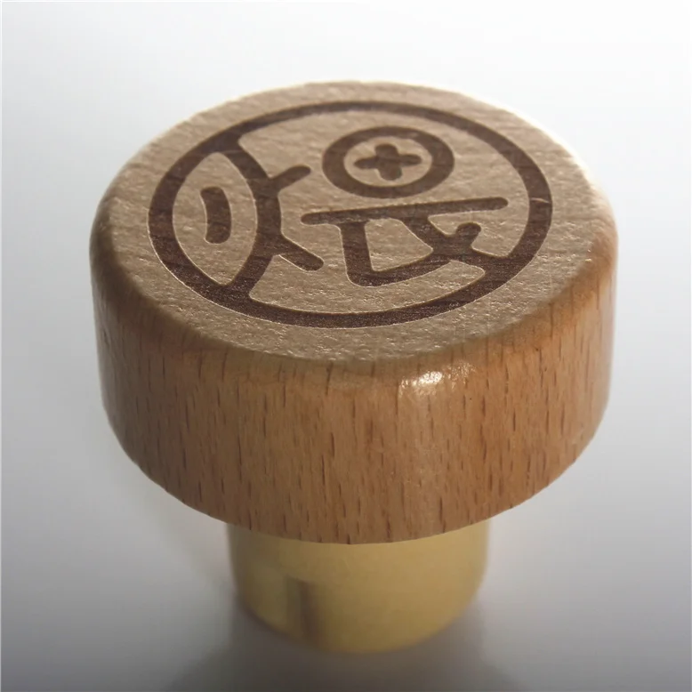  Customized luxury wooden bottle stopper T shape gin whiskey spirits whisky synthetic cork vodka