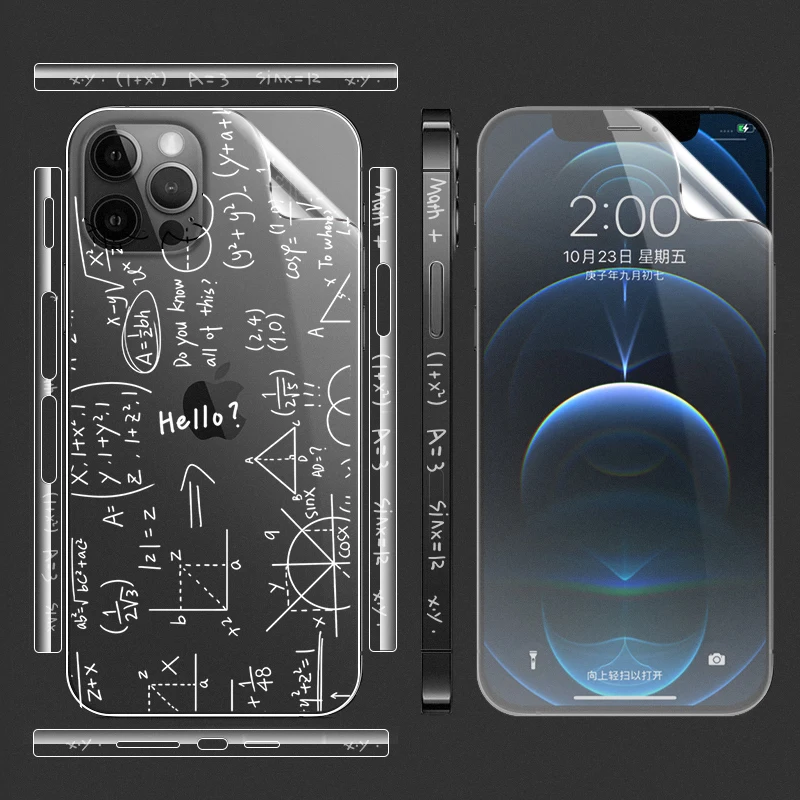 For iPhone 12 ProMax Skin Carbon Fiber 3M Film Skin Wrap Protective Around Borders and Back Thin 3D Elegant Skin