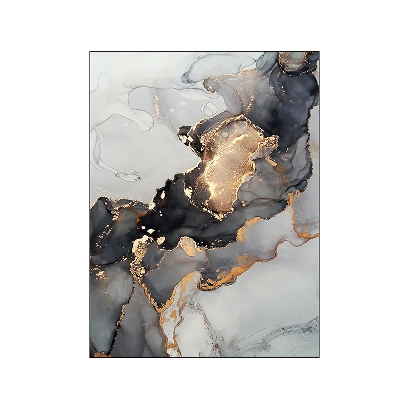 Modern Abstract Black Gold Marble Painting Fine Art Canvas Prints Pictures For Living Room Luxury Wall Art Decor