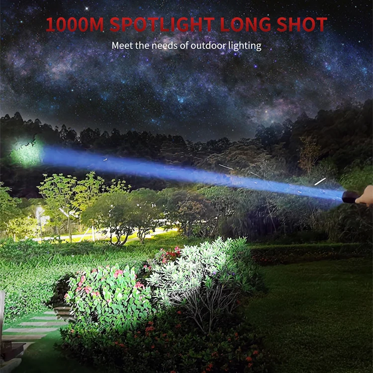 BORUiT 1000M long range White laser Waterproof Anti-drop professional LED flashlight is suitable for camping, emergency
