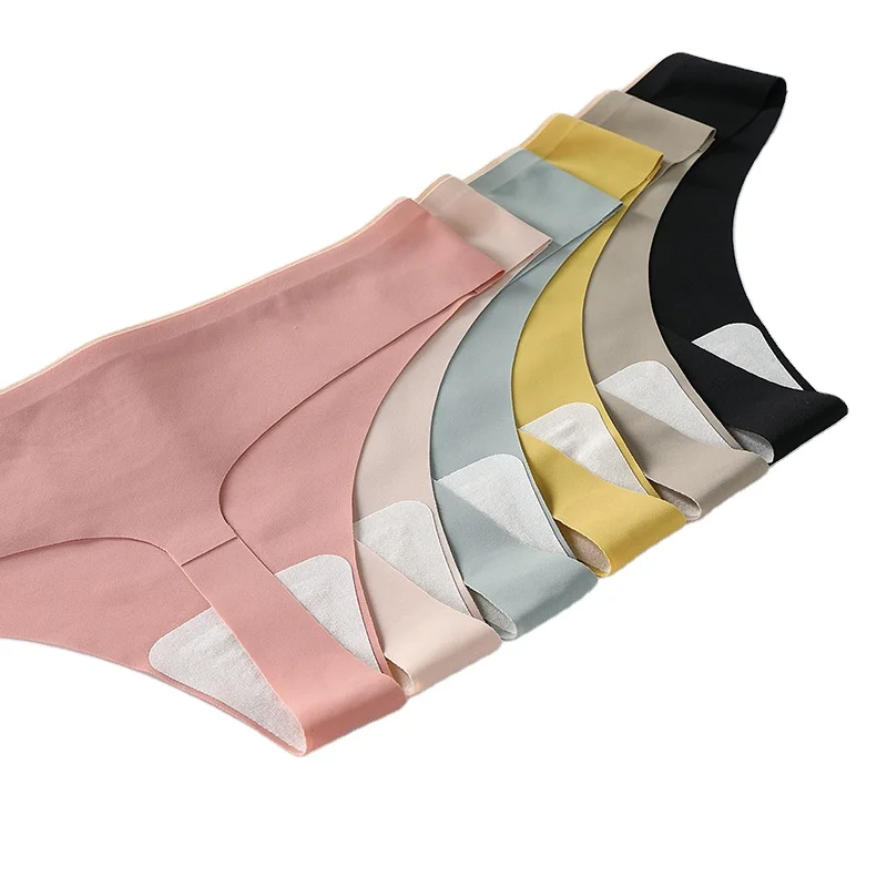 
Women Sexy T-Back Panties Solid Color Seamless Cheeky Underwear High Quality Plain Ice Silk G String Thong 