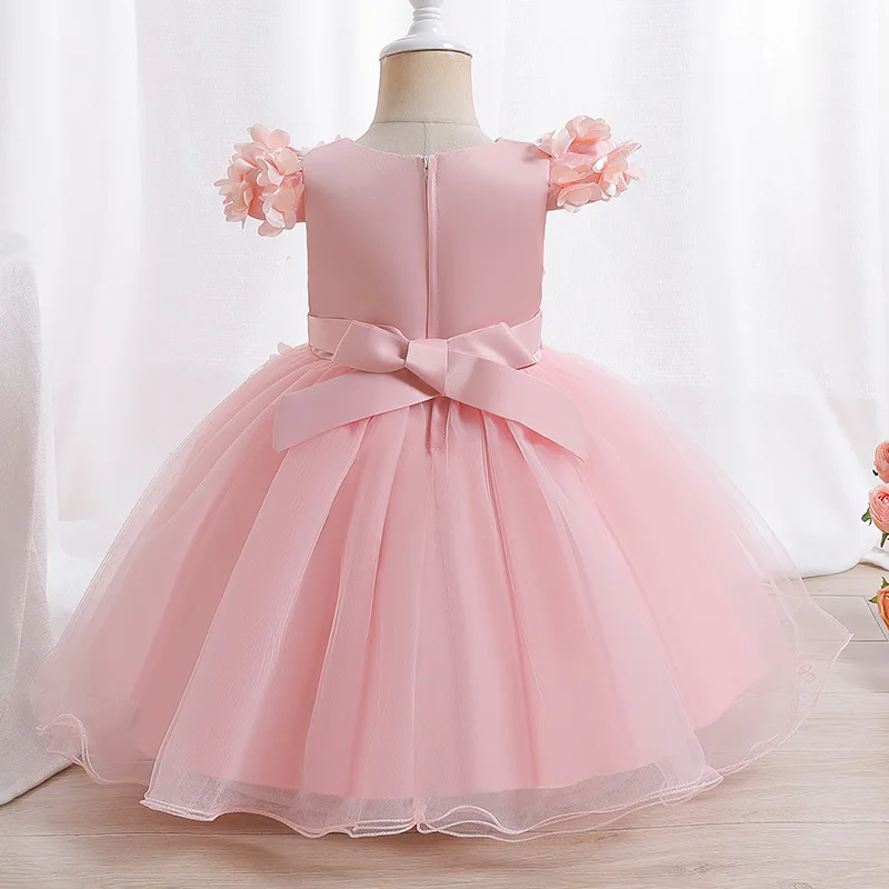 Baby Girls Birthday Party Christmas Dresses Flowers Tully Children Girl Party Dresses Flower Comunion Gown Knee Length Dress
