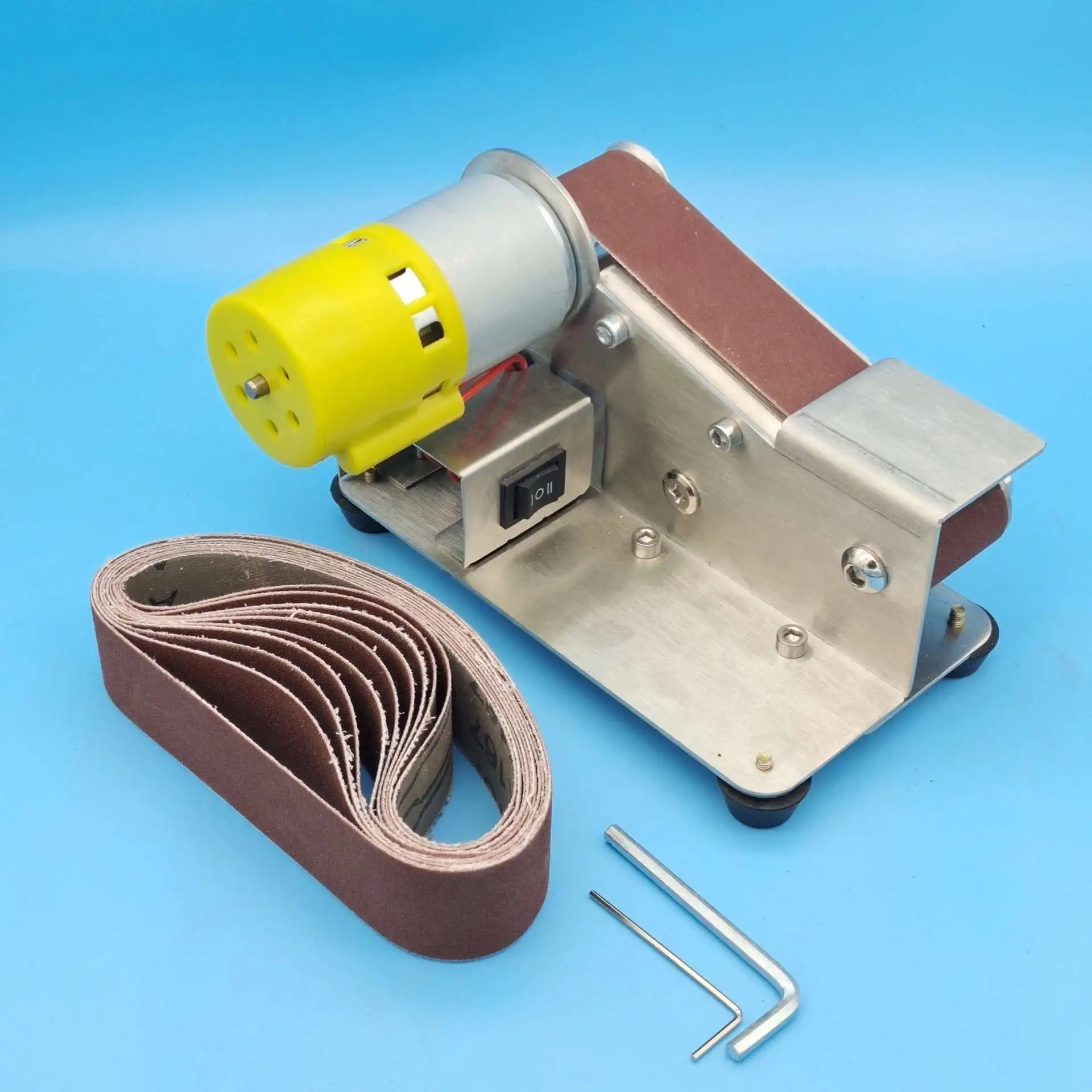 Home Miniature Small Belt Sander Mini Electric Polishing Machine Knife Sharpeners Open Edge Desktop Sandpaper Belt Sander