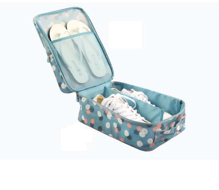 wholesale waterproof fashion custom printing nylon or polyester wholesale travel shoe bag with zipper