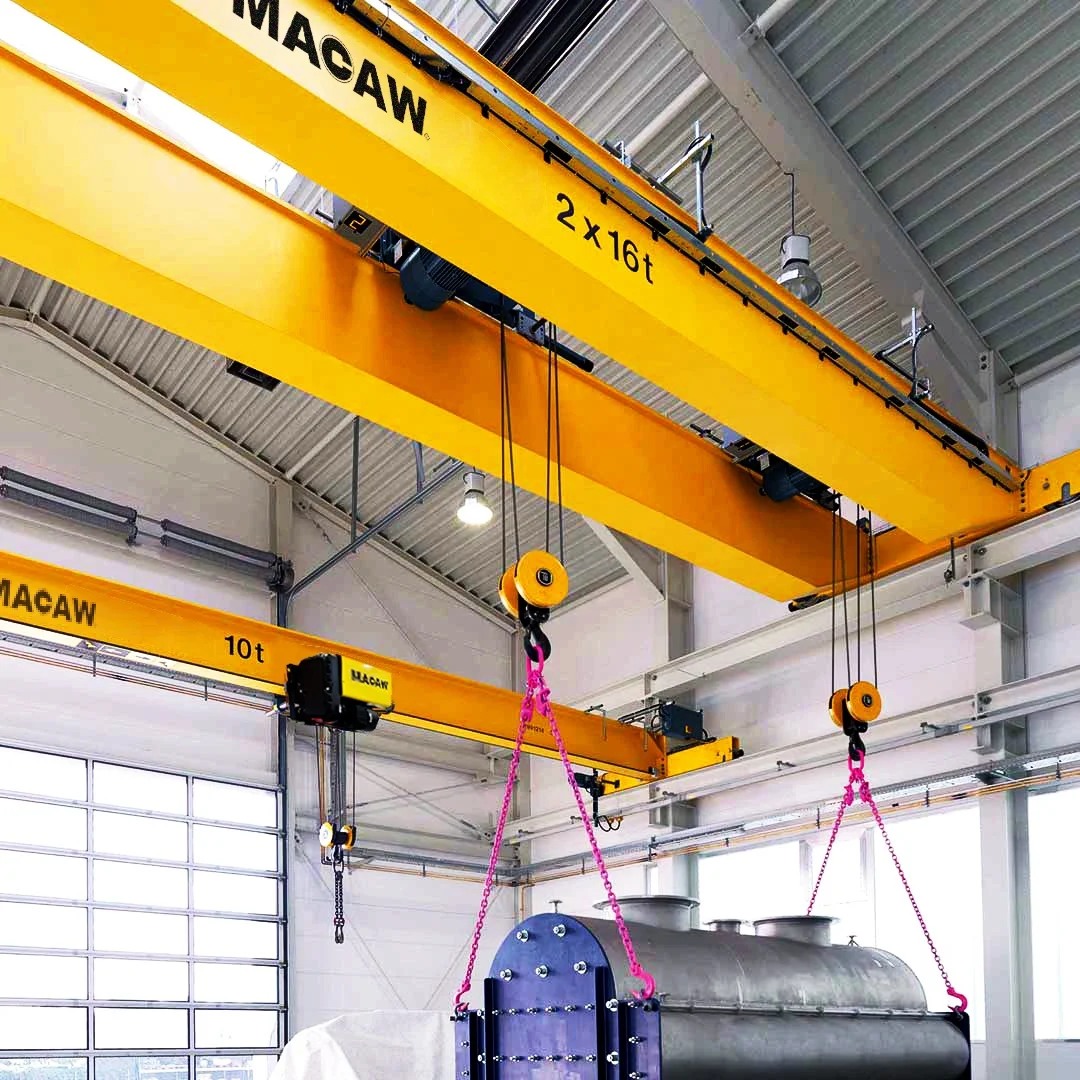 Certificated Bridge Cranes 16 Ton 20 Ton Double Girder Travelling Overhead Bridge Crane With Double Trolley Eot Crane