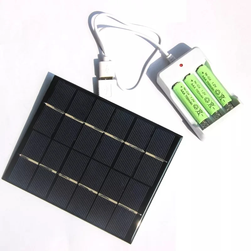 2W 6V Solar Panel With 2 AAA/AA Batteries No. 5/7 Base Solar charger