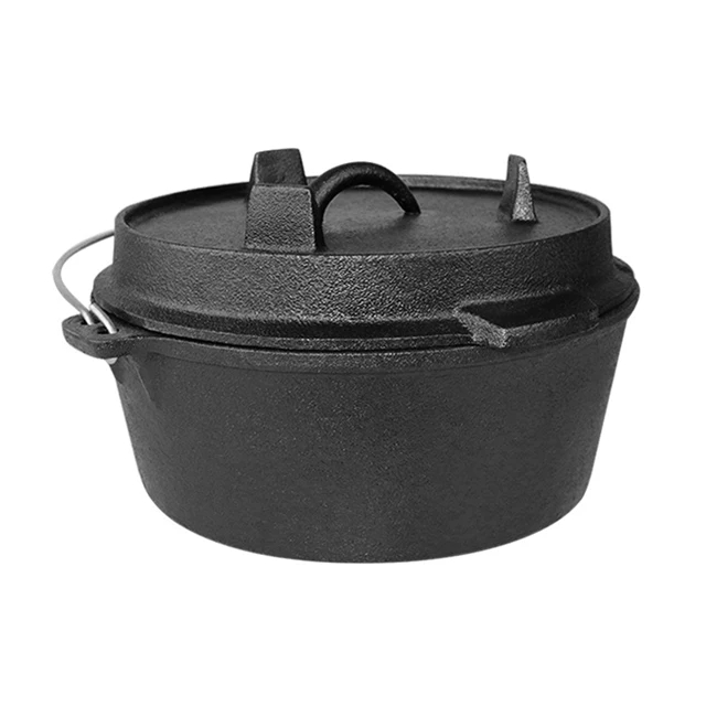 nonstick new trend 2-1 cast iron enamel mini camping bread green dutch  oven fire pot red 7qt with lid
