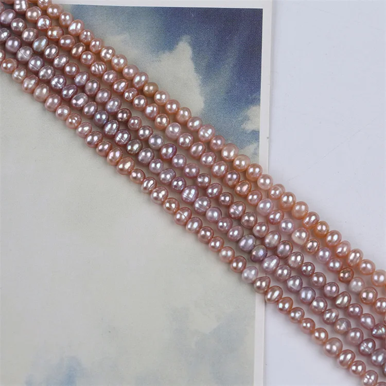 Zhuji Natural 4-5mm White Pink Purple Potato Freshwater Pearls Beads Strands
