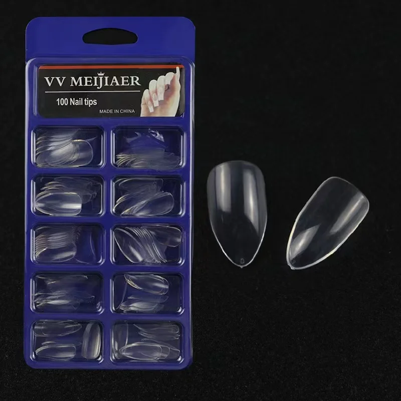 100 pieces In A Box Small Sharp Almond Artificial DIY Finger Decoration Stick On Nails Supplier