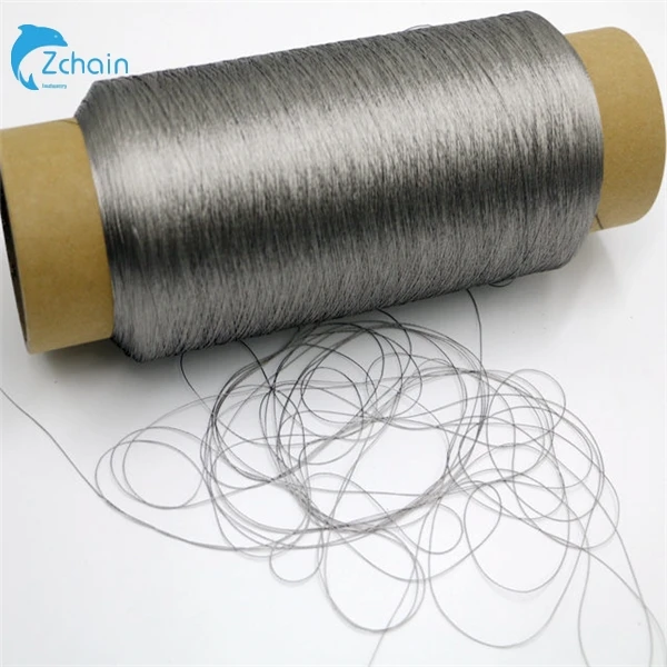 Free Sample 316 stainless steel filament electrically conductive elastic yarn Metal Conductive Sew Thread  Pure Metal Yarn