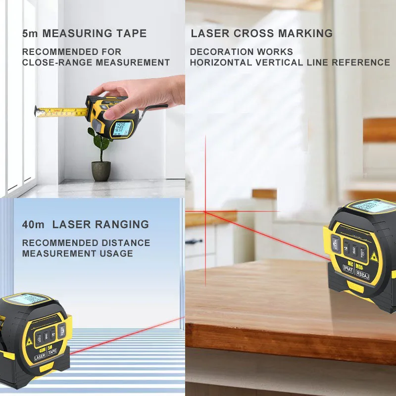 3 In 1 High Precision Digital Electronic Measuring Tape Meter Laser Tape Measure Laser Level