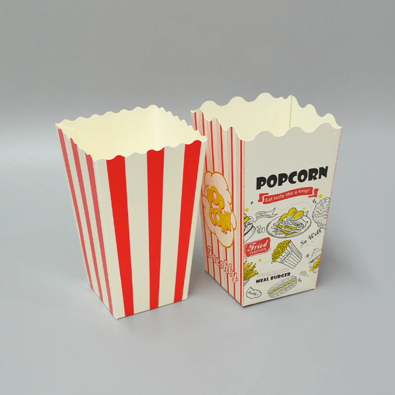 Custom Wholesale Cheap Disposable Pop Corn Packaging Classic Party Food Grade Popcorn Box