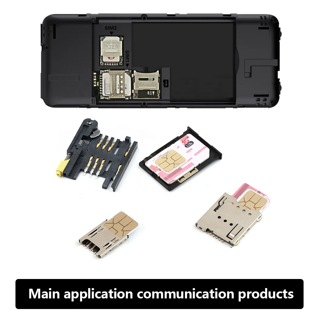 sim card connector 8pins KF016 Copper Plated black Push Sim Card Connectors