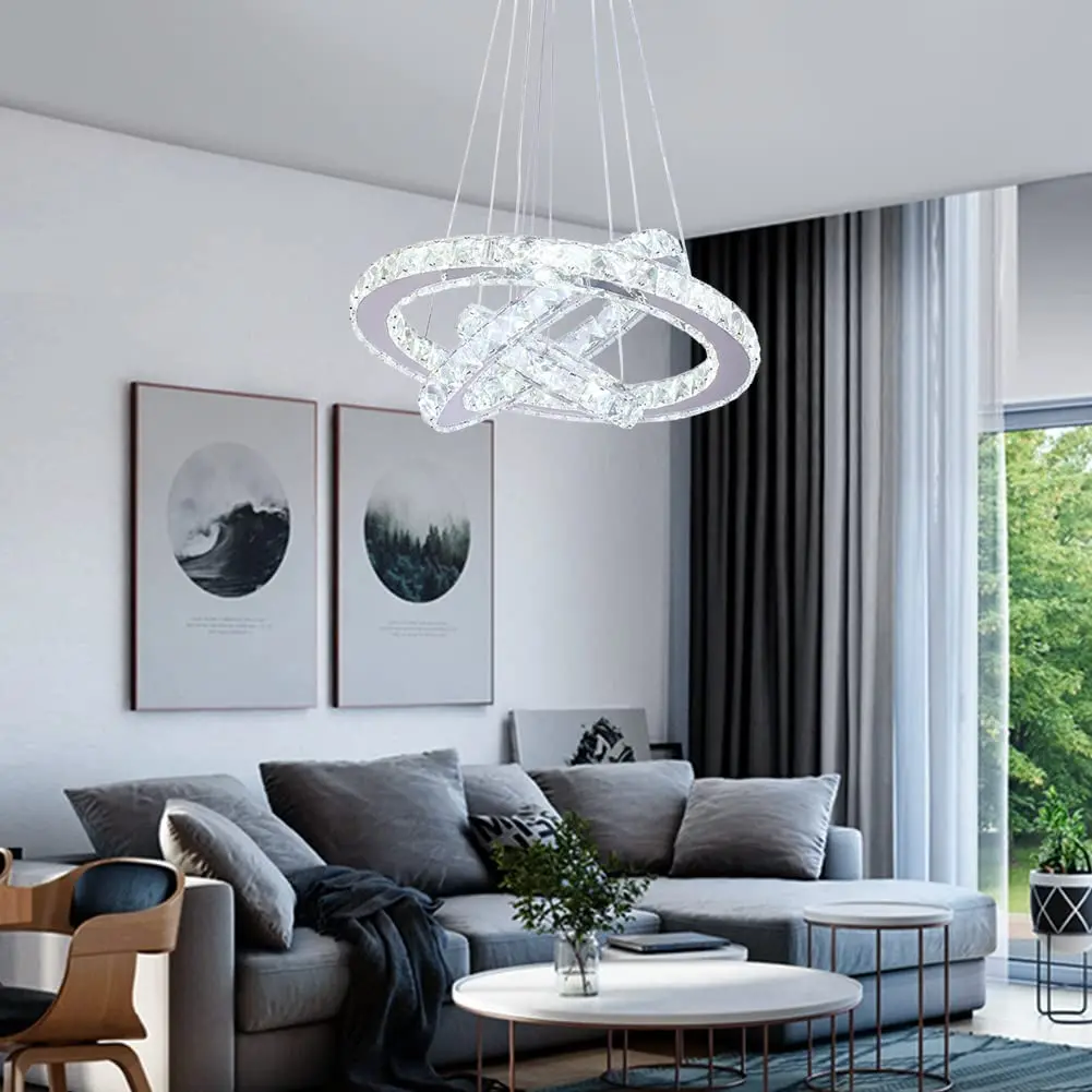 Modern Design Clear glass Staircase Pendant Lamp LED crystal Chandelier Hotel Home Decoration annular pendant lamps