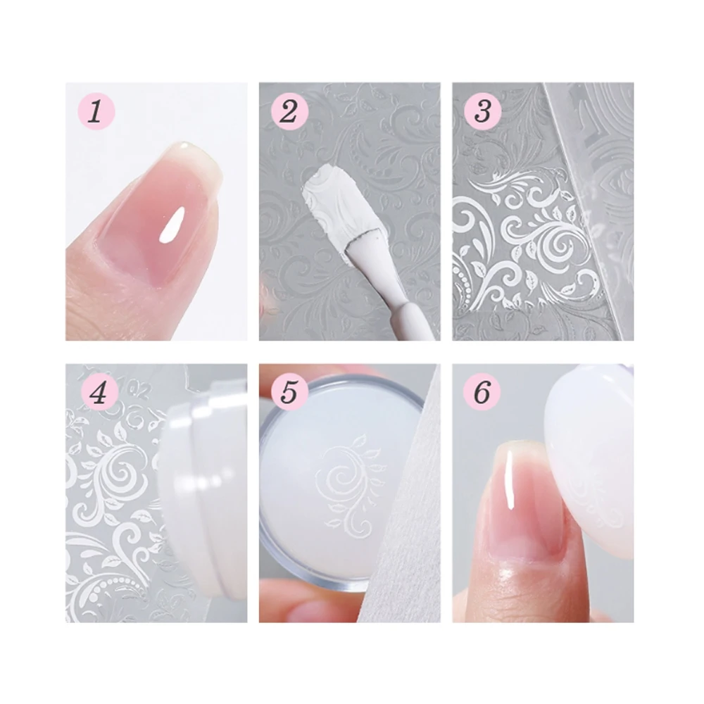 2.8cm Jelly Silicone Head Stamp French Nails Art Stamping Tool Manicuring Polish Stencil Kit with Nail Stamper Scraper