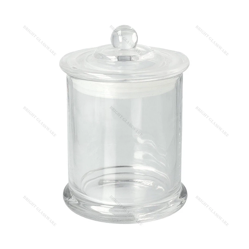 Free Sample Empty Glass Container Clear Frosted Black Danube Candle Jars Luxury Candle Jars with Knob Lids For Candle Making