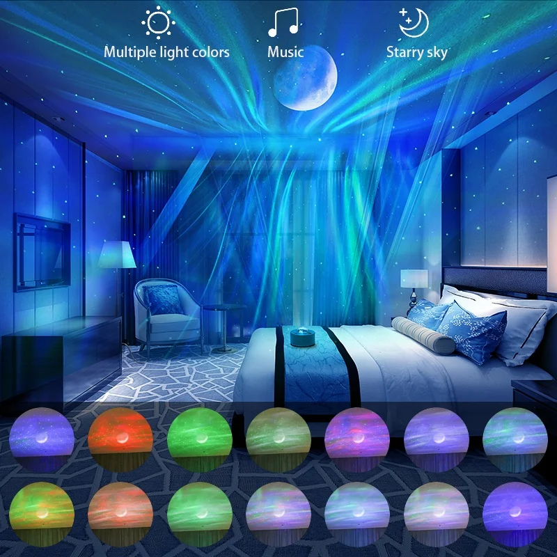 EGOGO Modern Design LED Smart Night Light Northern Lights Galaxy Aurora Star Projector for Kids Bedroom Decor Built-in Music