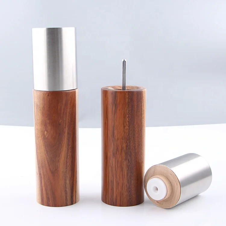 Acacia Wood Pepper and Salt Grinder Set with Stainless Steel Adjustable Coarseness, Premium Spice Grinder Set for Gift
