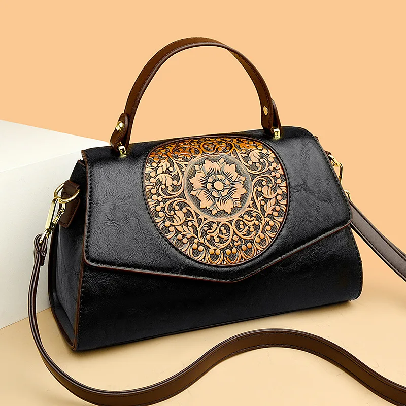 WESTAL Retro Chinese Style Embossed PU Leather Crossbody Shoulder Bag Designer Handbags Ladies Tote Handbag Hand Bag for Women