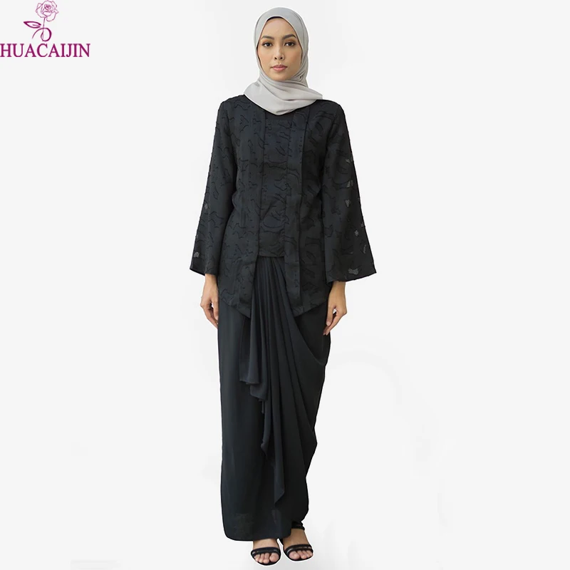 Muslimah Kebaya Fashion Lace Style Baju Kurung Soft Beading Set Baju Suit Islamic Clothing Elegant Popular Muslim Top Skirt