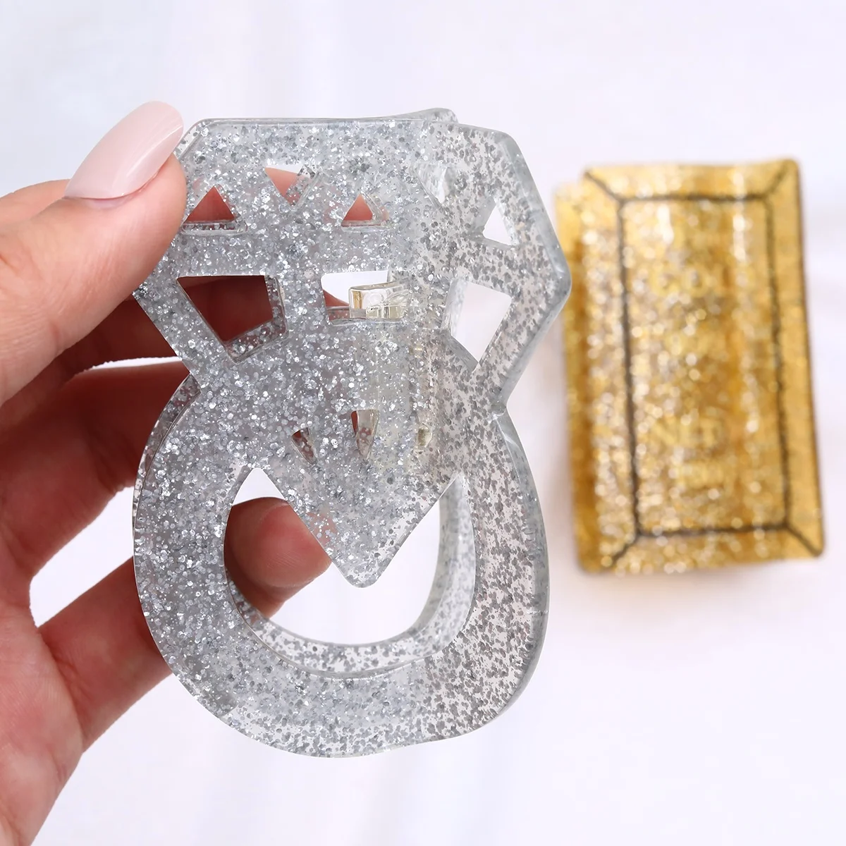 personalized custom acetate gold brick luxury hair claw hair claw