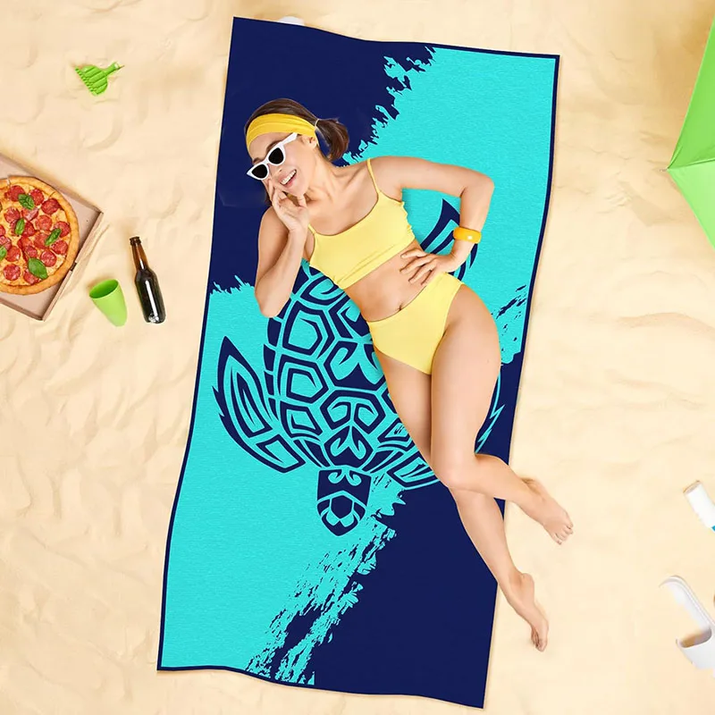 oversized RPET rectangle quick dry microfiber sand free beach towel extra large beach blanket