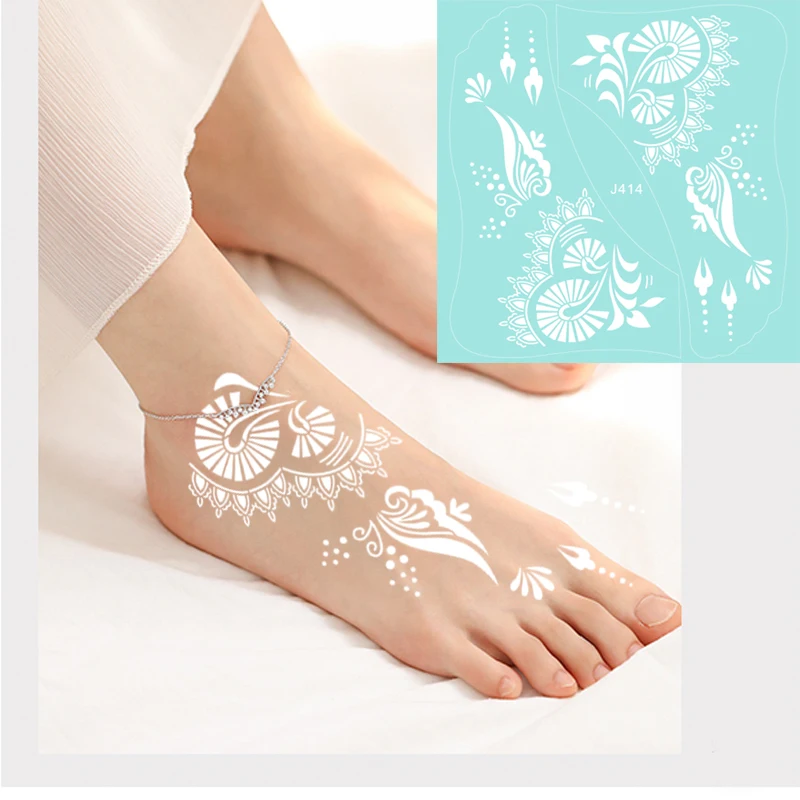 OEM New Product Colorful Body Painting Art Disposable Semi Permanent 3D Disposable White Waterproof Lace Henna Temporary Tattoo