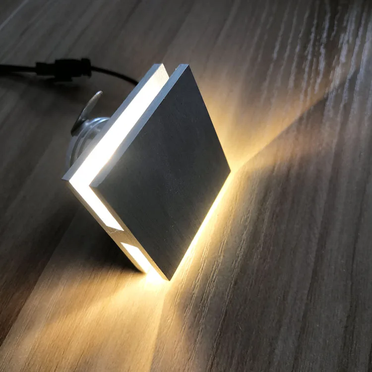 Round and square 3w 12v 110v  led cinema stair light recessed wall step light