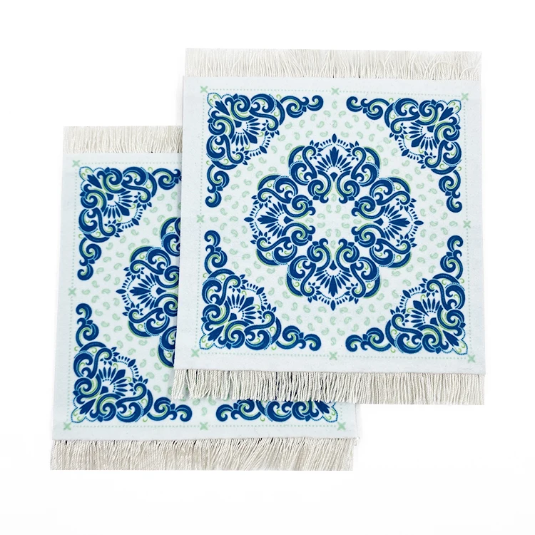 Shenzhen Factory Oriental Persian Rubber Base Carpet Mat Carpet Mug Rug Cloth Coaster For Drink Coffee Tea Milk