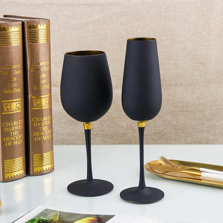 Creative Matte Black High-Quality Goblet Champagne Glass Cocktail Glass Water Glass Set