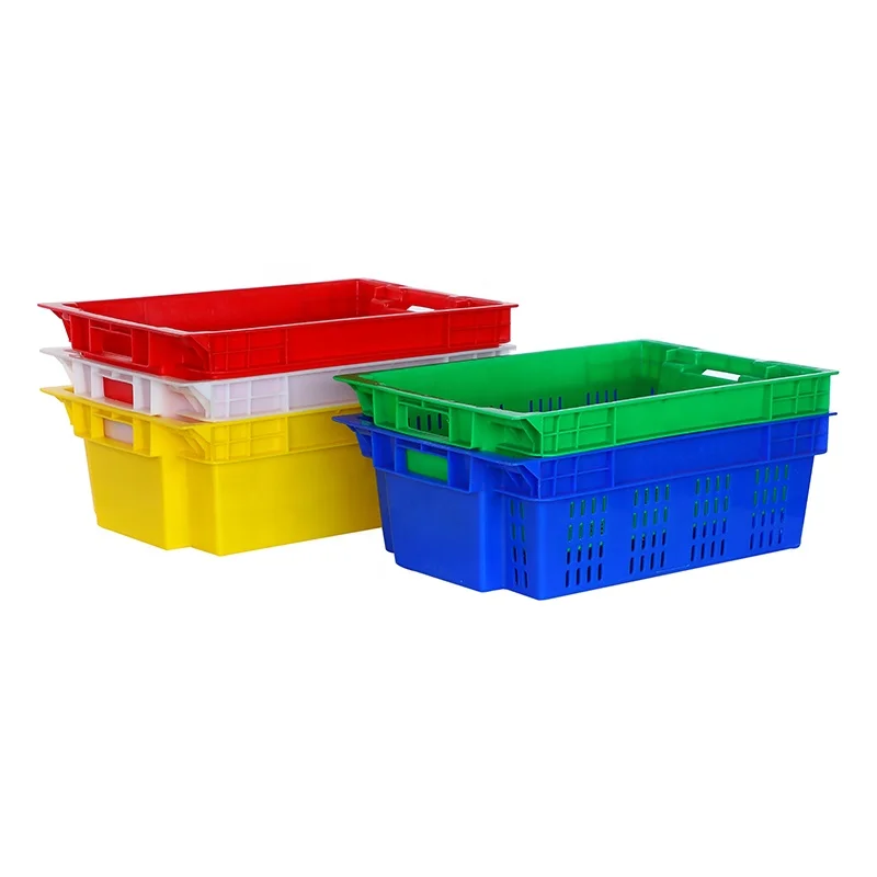 Factory directly sale plastic stack and nest basket storage box for storage basket with handles