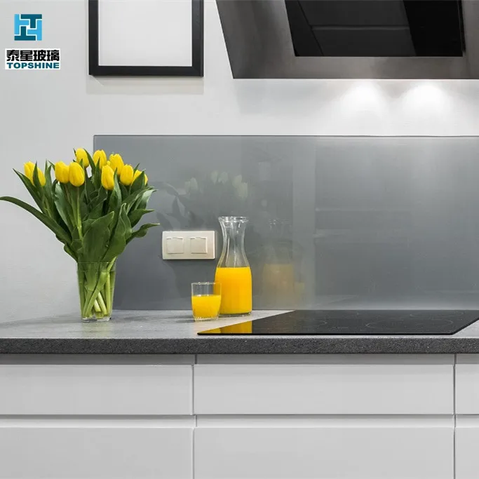 Hot sell 6mm back slplash glass tempered glass splashback for kitchen