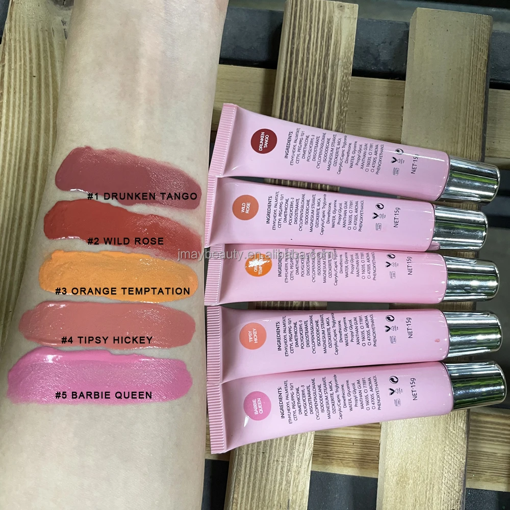 New Fashion Professional Single Color Blusher Liquid Face Makeup Mineral 5 Colors Liquid Blush Private Label