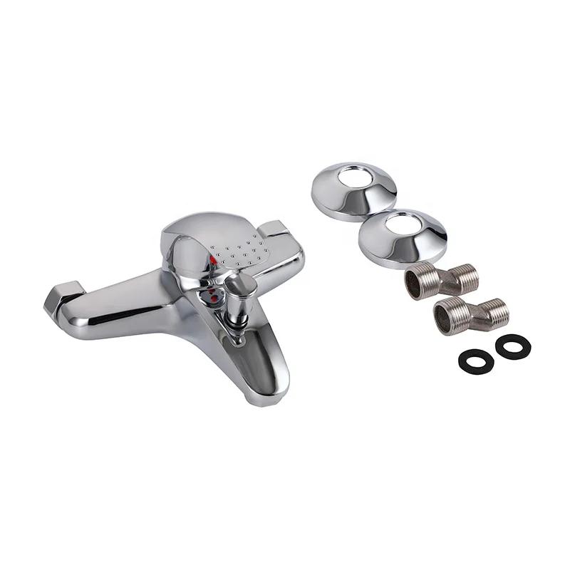 Высококачественный серебристый крашеный однорычажный настенный смеситель для ванны с термостатом