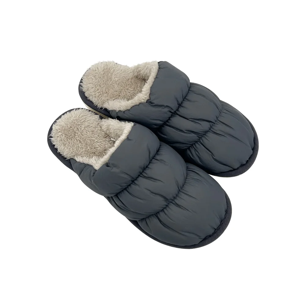 Winter Autumn Style Waterproof Down Jacket Fabric Material Fur Women Man Flat Soft Warm Sole For Unisex Indoor Slipper