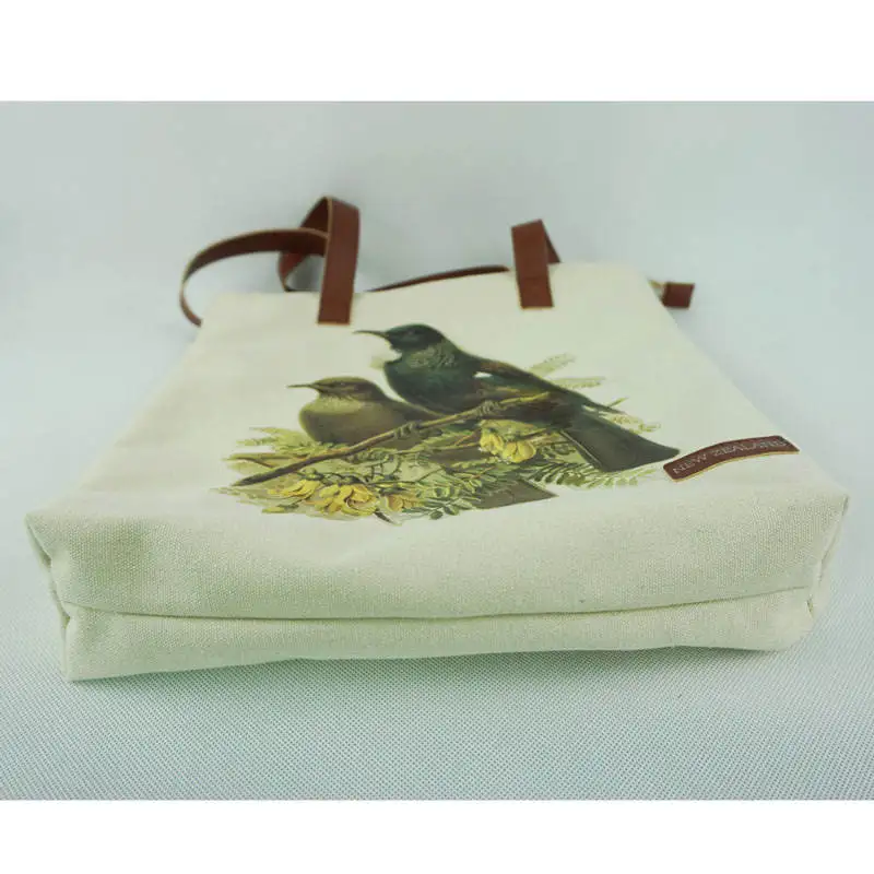 Chiterion Recycled Cotton Canvas Transfer Printing Press Screen FashionTote Bag For Ladies Girls PU Handle Tab With Inner Pocket