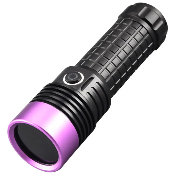 Powerful 365NM UV Flashlight Black Mirror Purple Torch light 60W Fluorescent Detection Torch Rechargeable 26650 UV Lantern