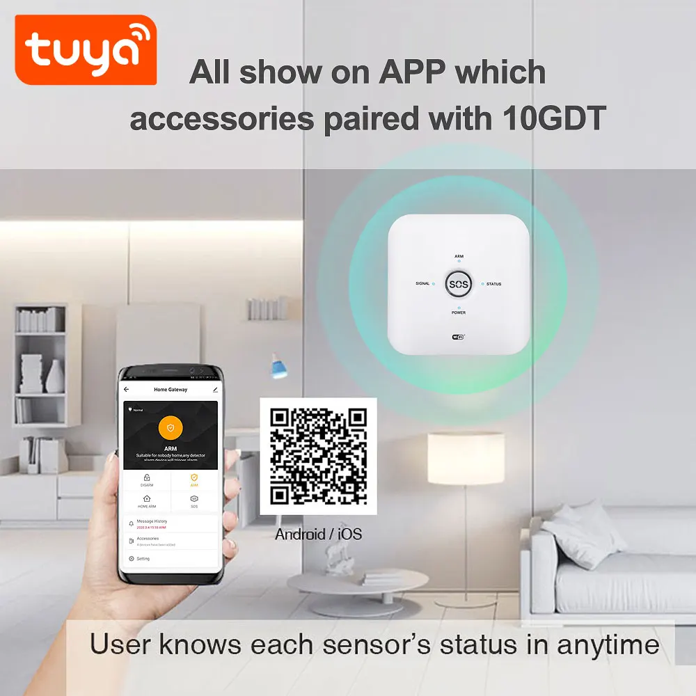 China Shenzhen Manufacturer Tuya Smart Home Wireless Security Burglar Intruder Alarm System with Low-battery detection PST-10GDT