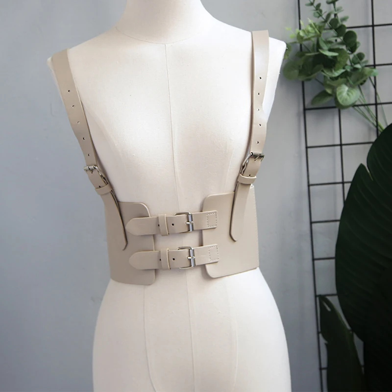  INS Fashion Solid Color Women PU Belts Personality Punk Strap Waist Seal