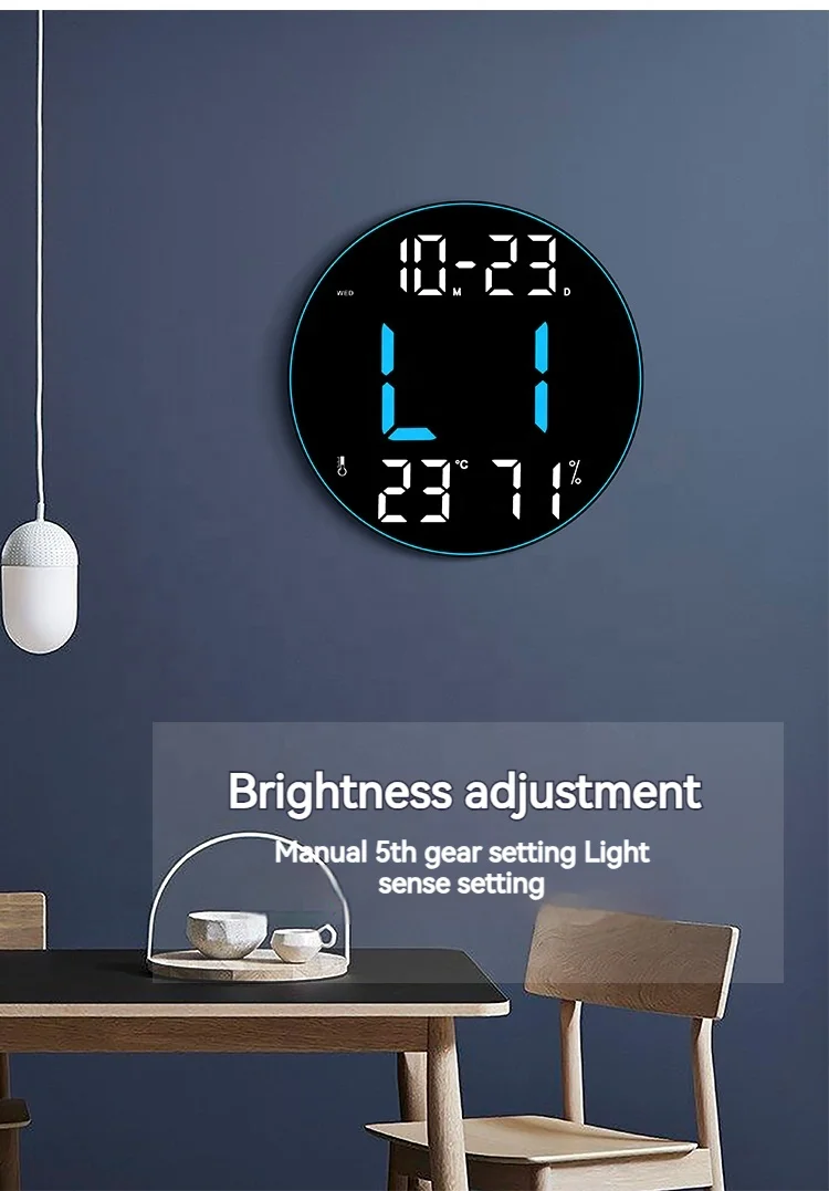 custom RGB clock digital large led temperature display calendar with date time and alarm desk table clocks