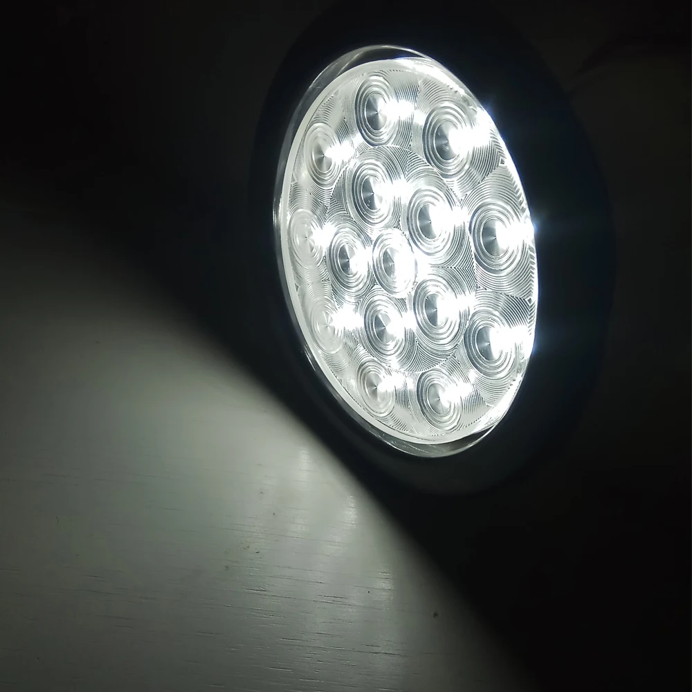 12V LED 15 amber diodes led waterproof 4 inch round park rear turn tail light for excavator