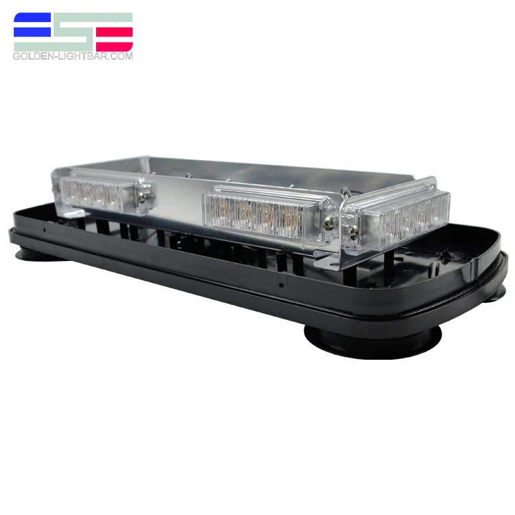 SAE Class I Amber Yellow 24 LED 72 Watts High Intensity Emergency Hazard Warning LED Strobe Mini Light Bar with Magnetic Base