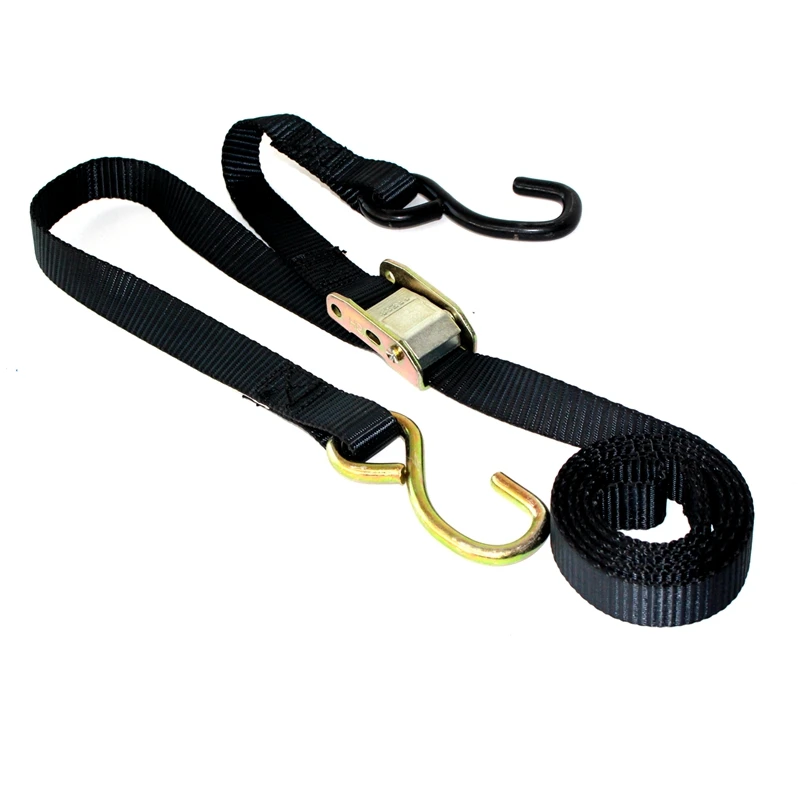 High quality 1inch 6ft 12ft motorcycle cam buckle locking tie down strap soft loops with S hooks