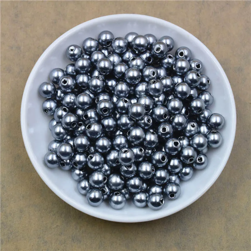 Yellow ABS With Hole Imitation Pearls Round Glue on Loose Beads Garment Handmade DIY for Jewelry Making Accessories