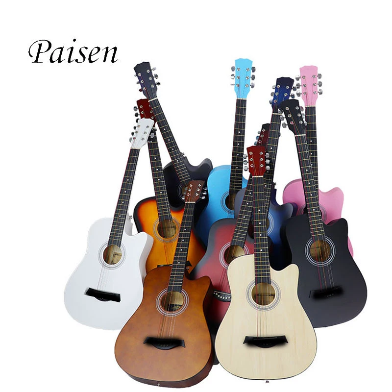 High Quality 38 Inch Wooden Acoustic Guitar Basswood Guitar  for Beginner Custom Guitar